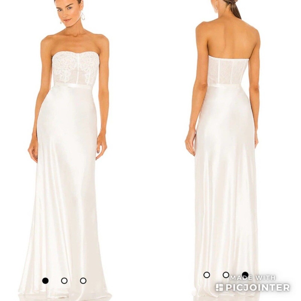 Cami NYC Strapless White Maxi Dress with Lace Bodice
